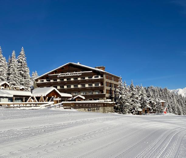 Extérieur de l'hôtel Courcheneige à Courchevel